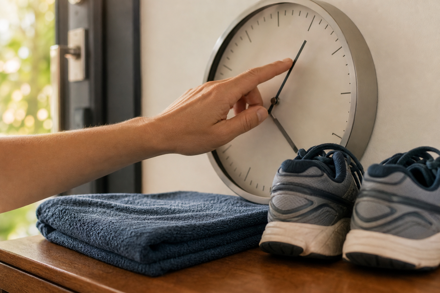 checking the time before finding minutes to integrate fitness into a busy lifestyle